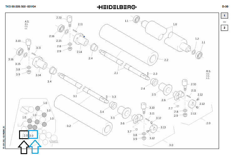 Rodillos entintadores para GTO 52 69.009.531F, 69.009.532F,69.009.533F,69.009.534F COMPLETOS - Image 3