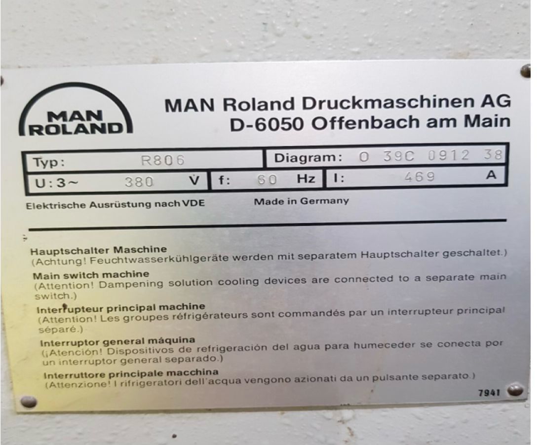Man Roland R806/7+L 114 x 162cm maquina de impresion offset en venta - Image 10